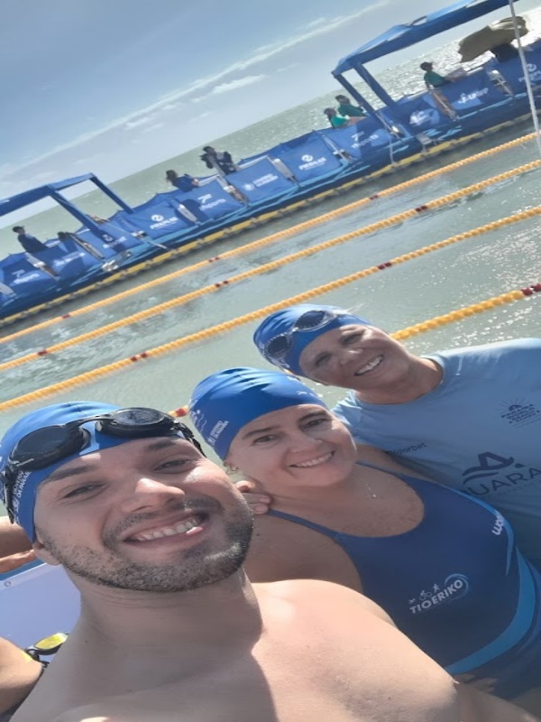 Já na piscina: Jadiel, Marlena e Márcia Já na piscina: Jadiel, Marlena e Márcia